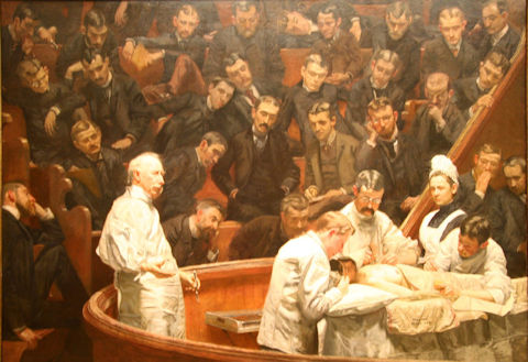 “The Agnew Clinic,” an 1889 oil painting by Thomas Eakin, shows a 19th century operating theater in action. photo